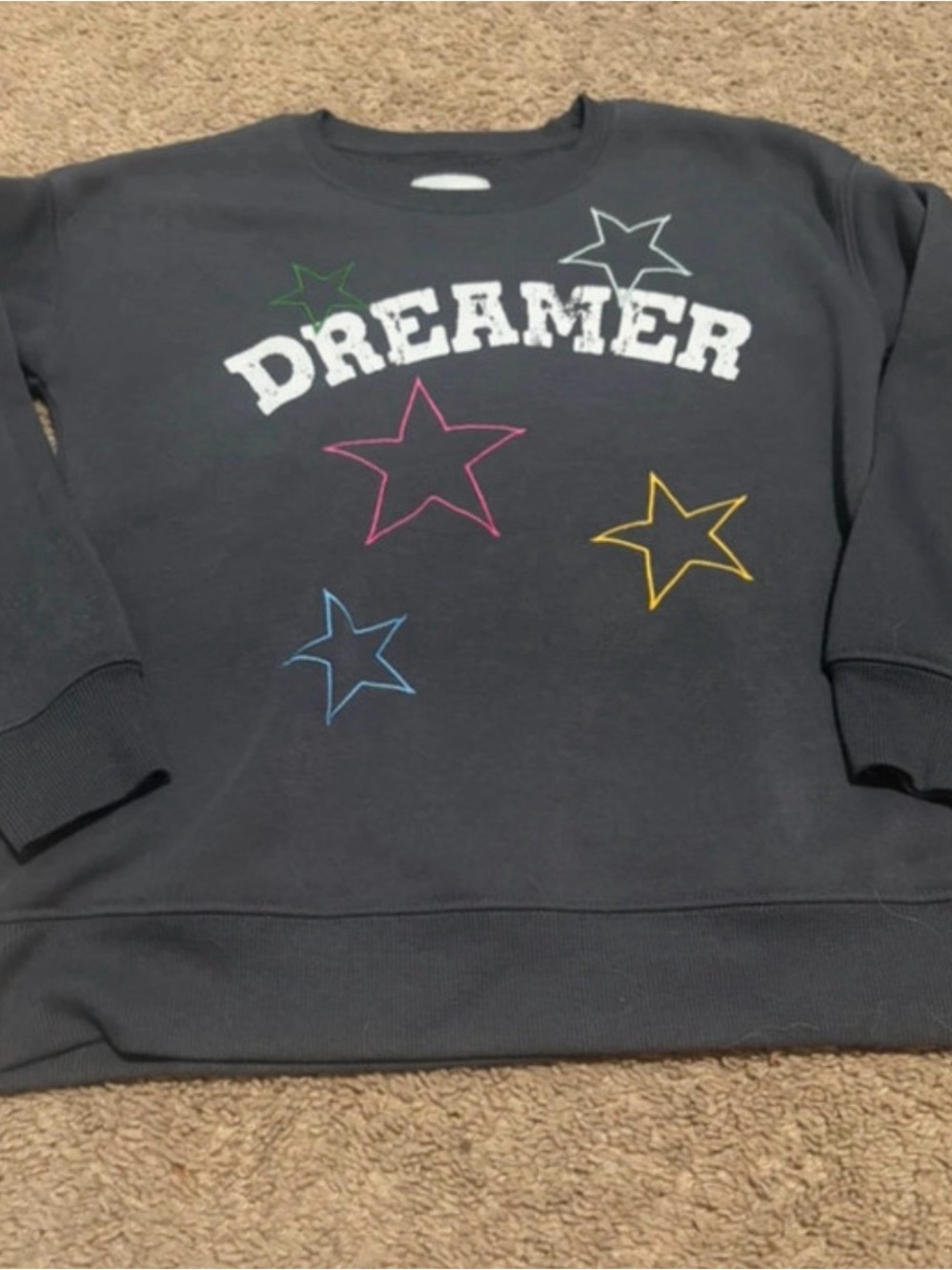 Dreamer Kids' Charcoal Grey Sweatshirt with Colorful Star Accents